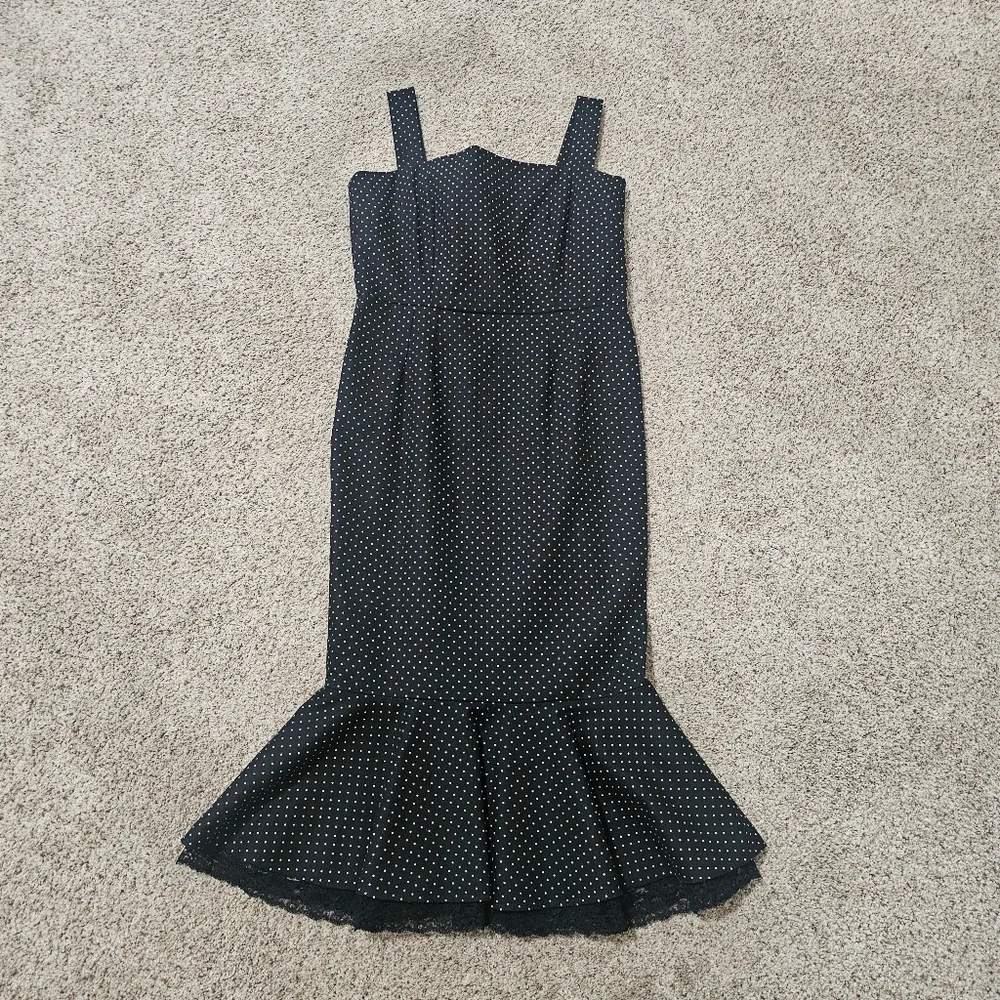 Dolce & Gabbana Sleeveless Midi Elegant Black Polka Dot Dress Size 46IT/US10-12 - Picture 3 of 16
